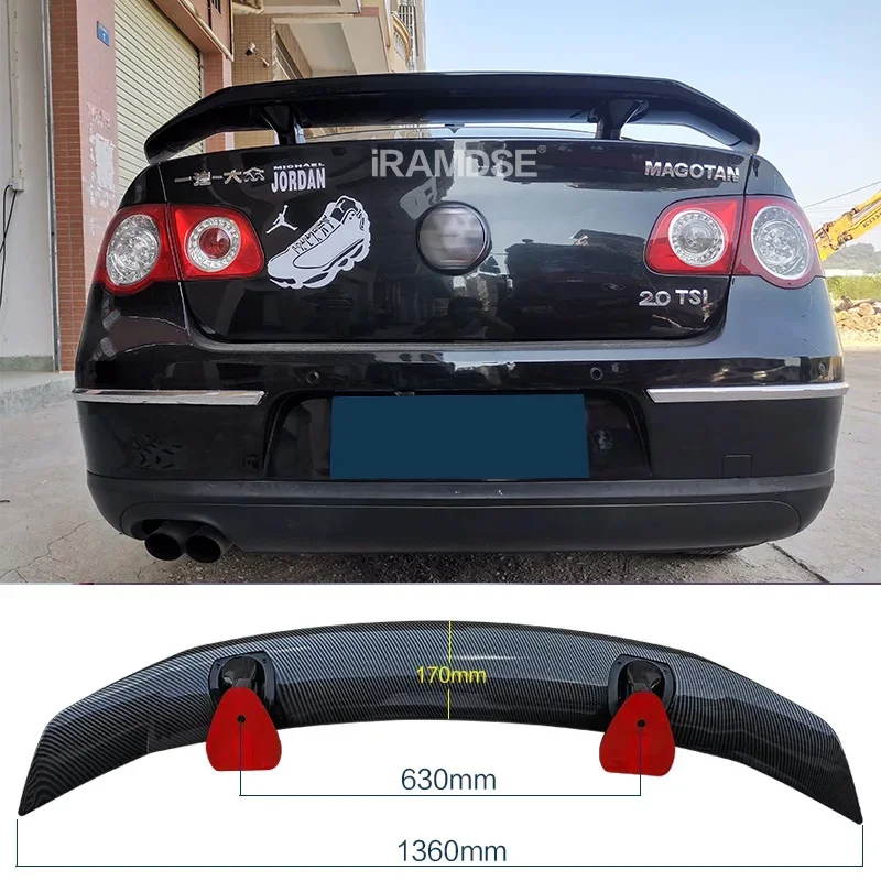 Universal Trunk Spoiler for VW Passat 2006 - 2018 Carbon Surface Type TC Car Rear Wing Spoiler ABS Material Accessories