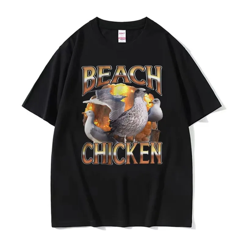 

Funny Beach Chicken Seagull Humor Style T-shirt Fashion Trend Meme Graphic Tee Shirt Men Women Casual 100% Cotton O-Neck T Shirt