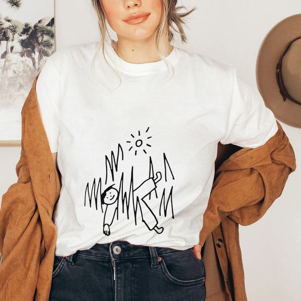 

Y2k Meadow Street Tee Women's Fresh Shoujo Top 100% Cotton Breathable Short Sleeve Nature-Inspired Graphic Urban Boho Streetwear