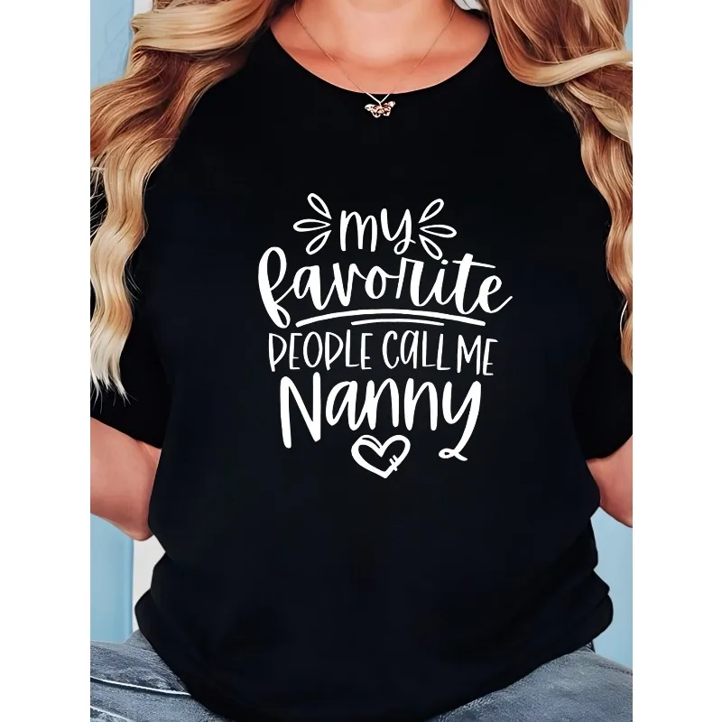 

Women's Casual T-shirt with Letter Print Short Sleeved Round Neck Fashionable and Comfortable All Season Cotton Women's T-shirt