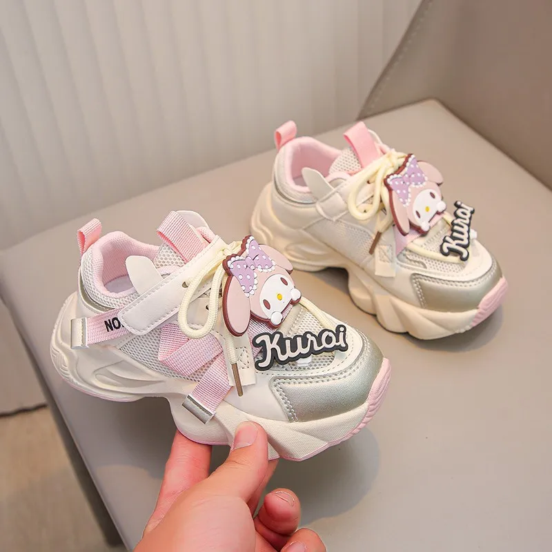 

Детская повседневная обувь, кроссовки из искусственной кожи с рисунком My Melody для девочек, Нескользящая дышащая розовая обувь Pruple, размер 33-37