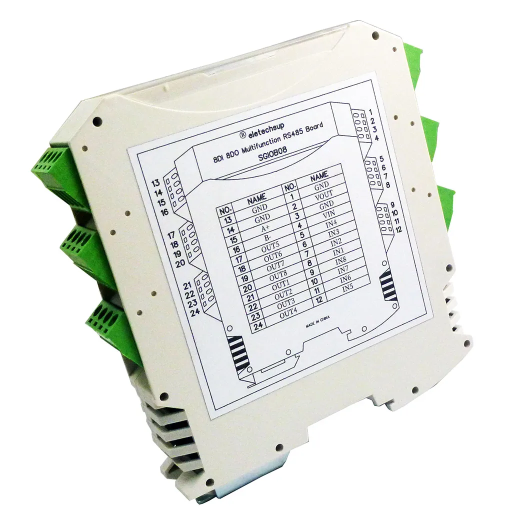 

Ultra-thin Safety Barrier RS485 IO Module 8DI-8DO RS485 Digital NPN Input Output MODBUS RTU for Relay PLC Industrial Equipment