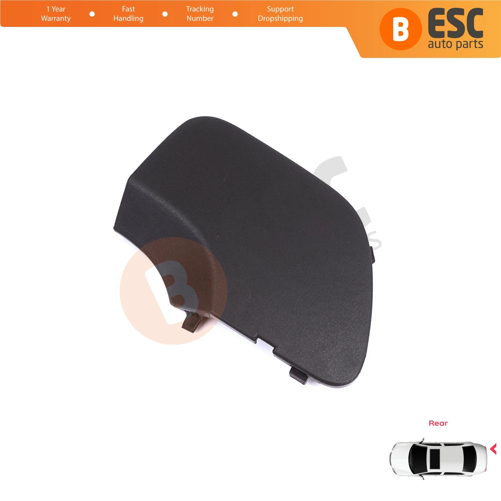 Esc Auto Parts Black Esp1193 Rear Bumper Tow Bar Hook Eye Cover For Renault Dacia Duster Mk2 Hm 2017-2023