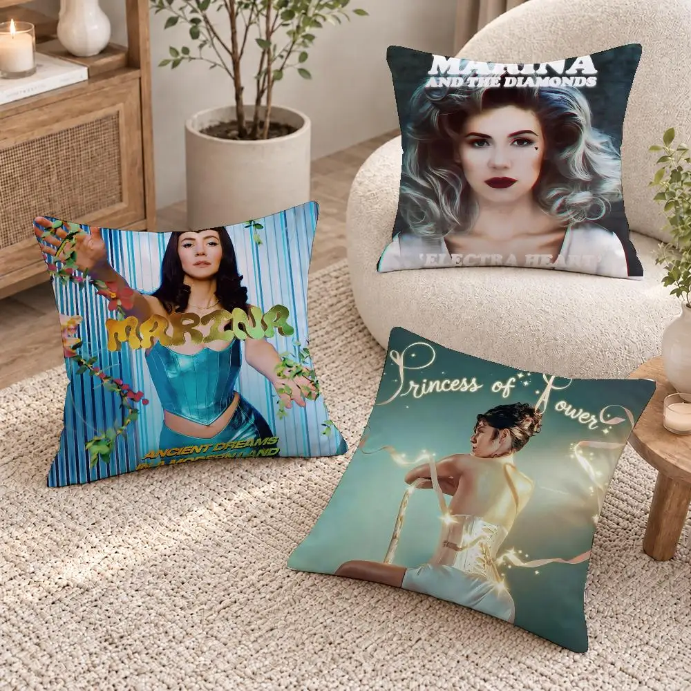 Pop Singer Marina Cushion Cover Washable Short Plush Pillowcase, Wrinkle Resistant Cushion Cover for Bedroom Decor Gift