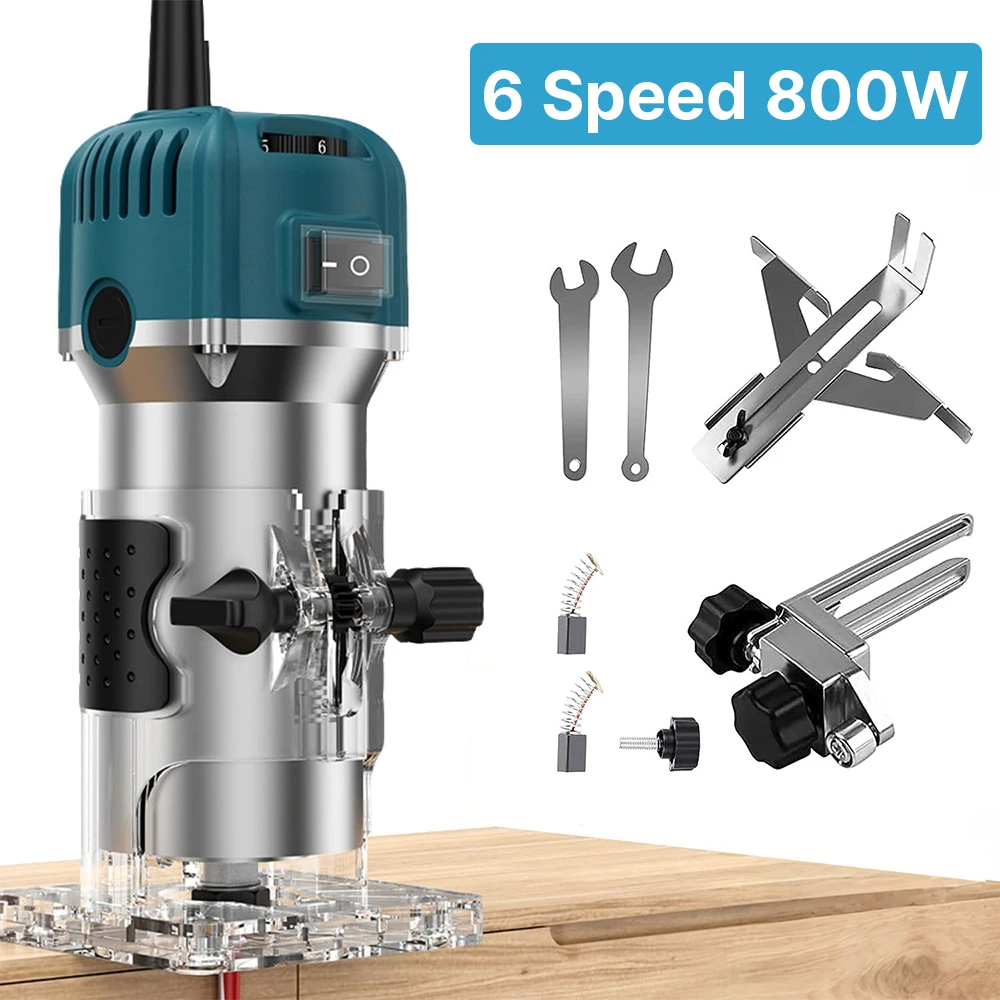 6 geschwindigkeit 800 W Elektrische Trimmen Maschine 30000 rpm Holzbearbeitung Fräsen Gravur Hand Holz Rand Router Trimmer Hause DIY power Tools