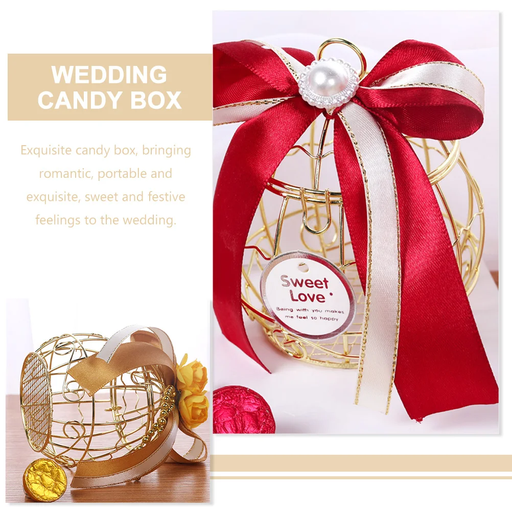 

5 Pcs Metal Birdcage Candy Boxes Wedding Favors Decorative Hollow Iron Gift Packaging Kitchen Bar Use