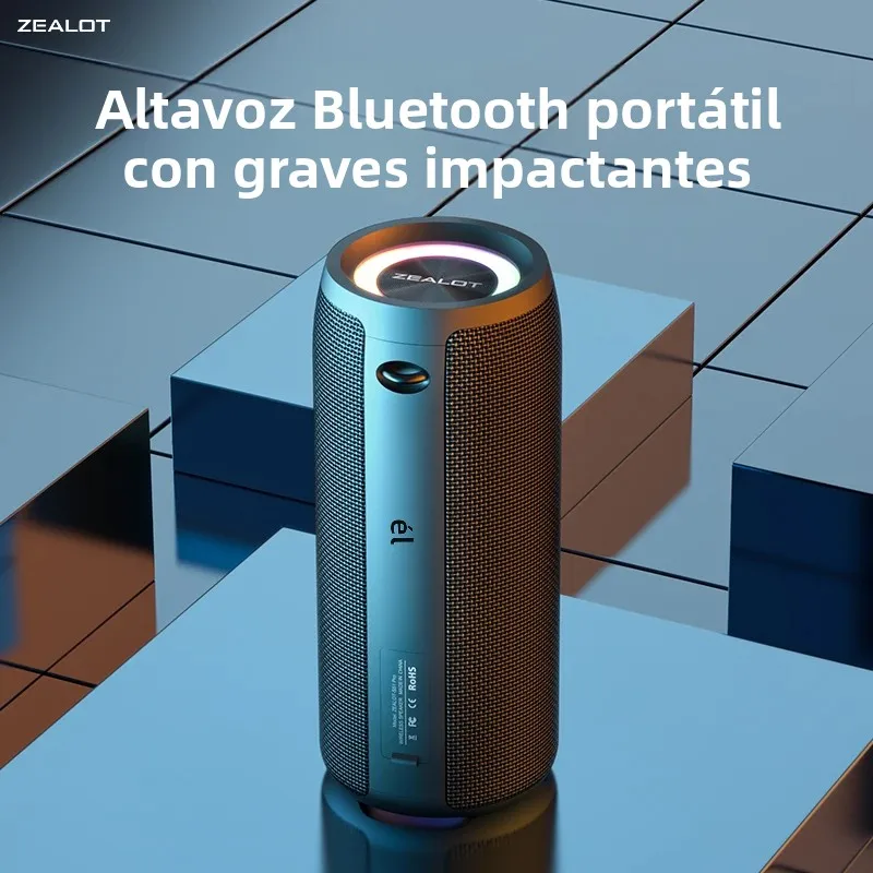 altavoz bluetooth zealots51pro para exteriores resistente al agua ipx5 40w bt53 altavoz estereo con sonido envolvente y luces led pulsantes