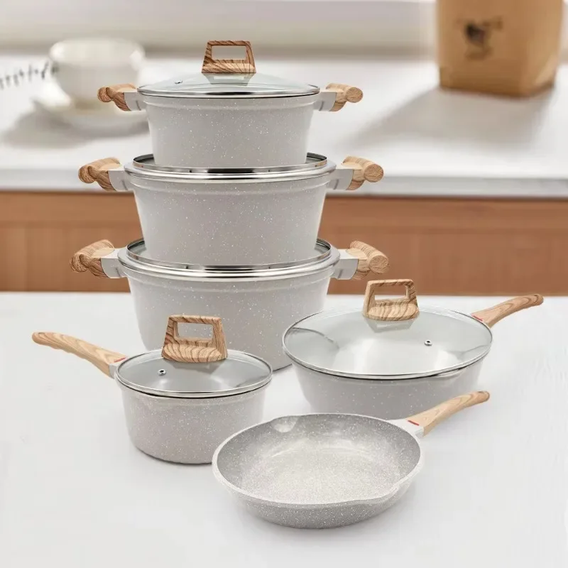 Granite cookware set, die-cast aluminum pots and pans, home kitchen cooking non-stick cookware set