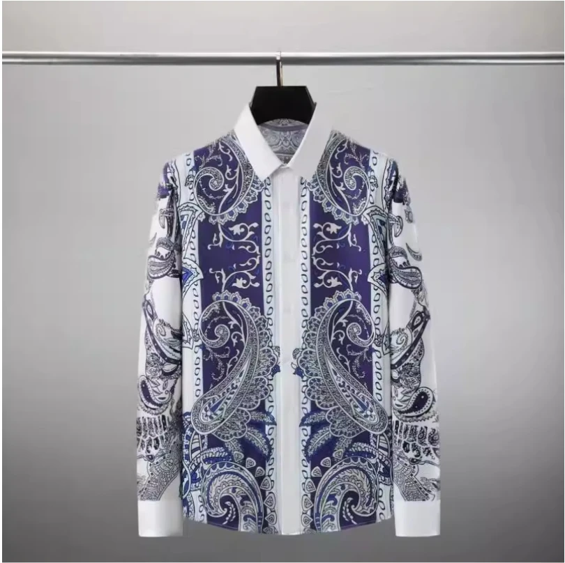 

Autumn New Palace Digital Printed Men's Shirt Trendy, Handsome, Versatile, No Ironing, Anti Wrinkle, Slim Fit Shirt
