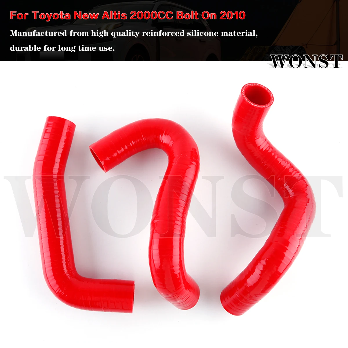 

3Pcs For 2010 Toyota New Altis 2000CC Bolt On Silicone Radiator Hose Kit Tubes Piping