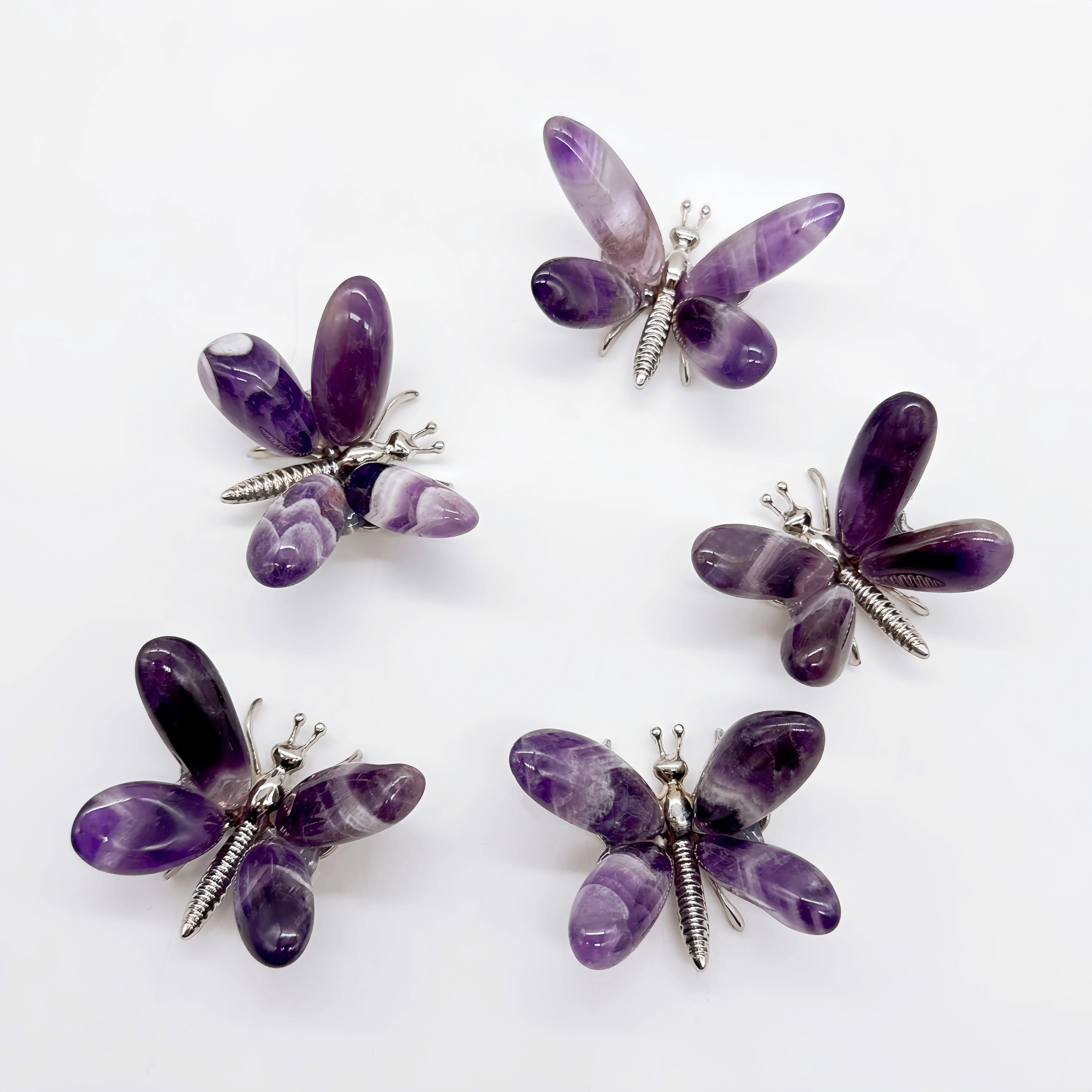 1PC Natural Dream Amethyst Butterfly Crystal Purple Quartz Stone spar crafts Dragonfly Reiki Healing Home Decor Children Gift