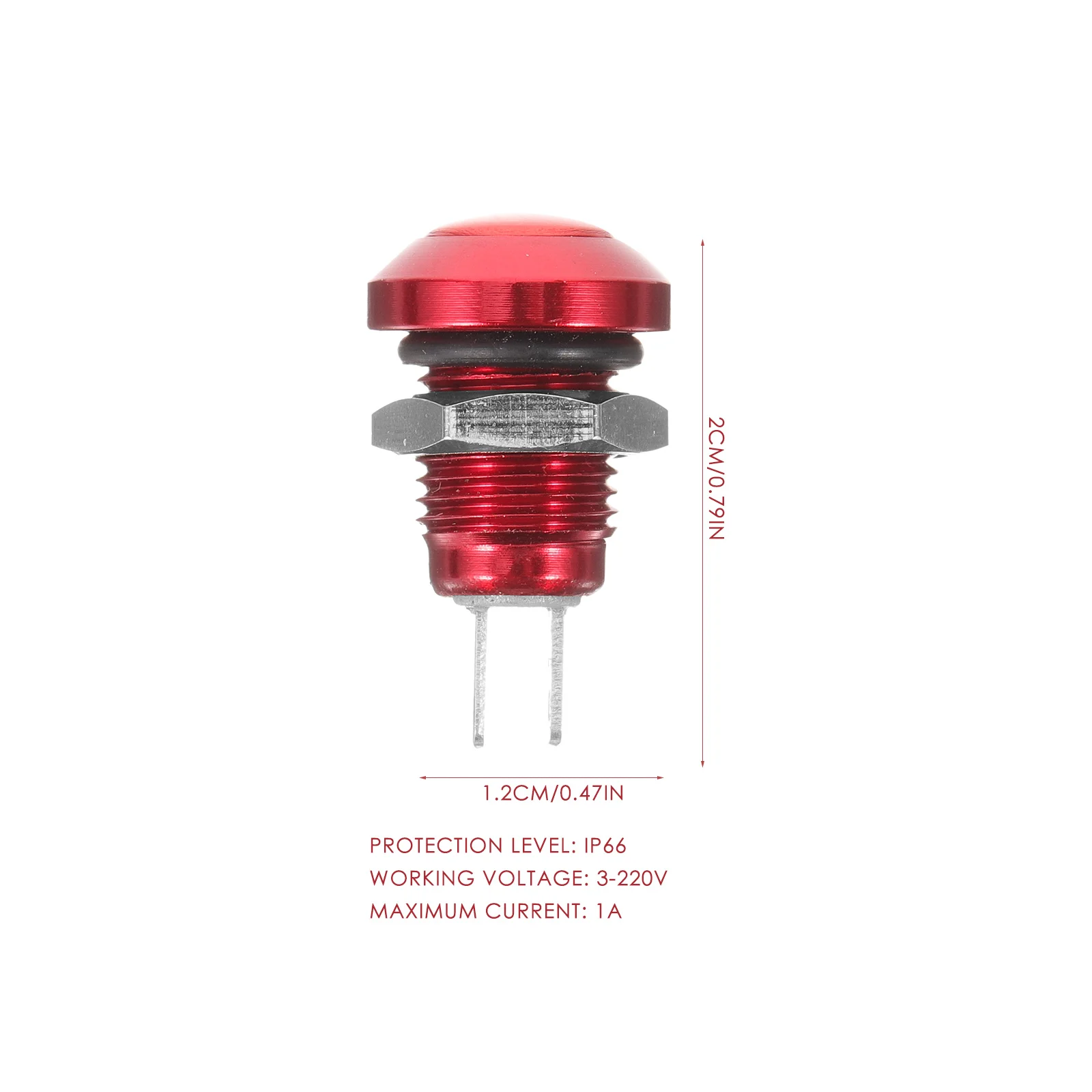 

Round Button Switch 8mm Red Metal Momentary Push Self Reset Small Automotive Universal Car Starter Ignition Electronic Door Lock