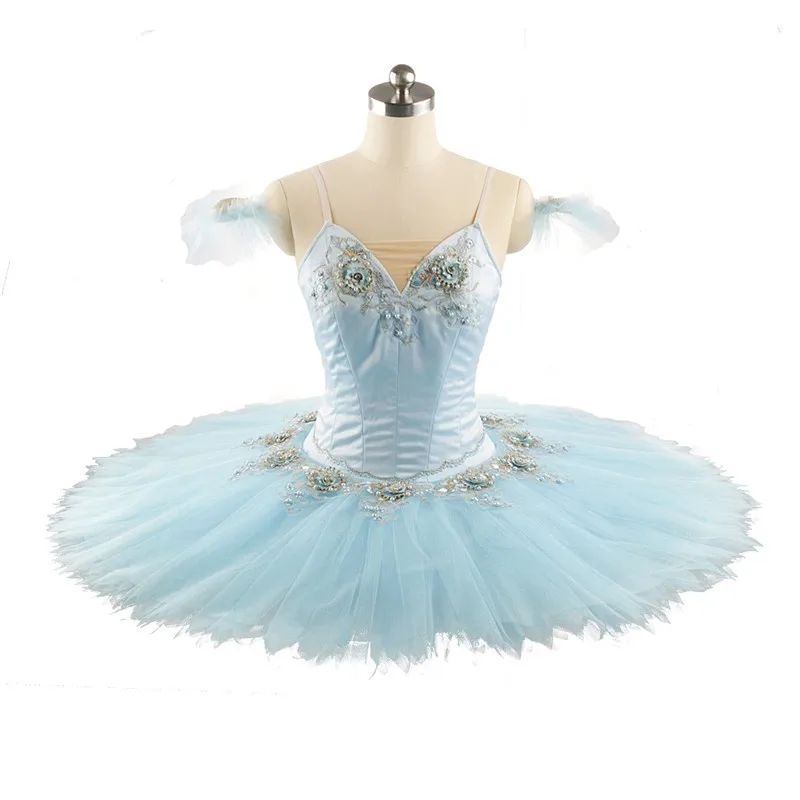 

New Coming Professional Performance Competition Wear Light Blue Ballet Tutu Children