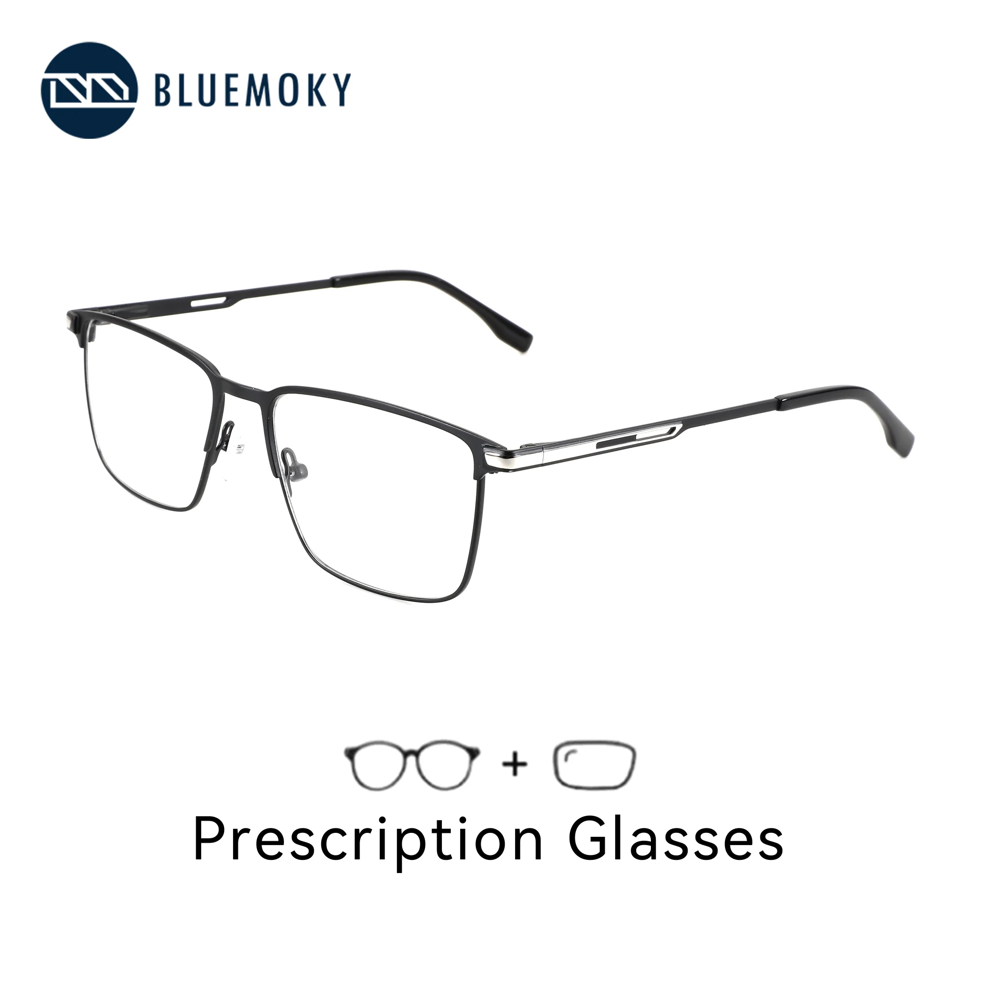 BLUEMOKY – lunettes de vue carrées en métal pour hommes, taille M, verres optiques multifocaux progressifs pour myopie