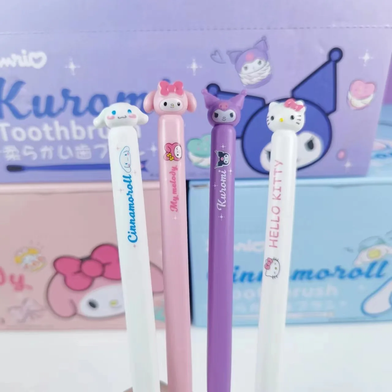 Anime Sanrio Toothbrush Hello Kitty Melody Kuromi Cinnamoroll Cartoon Student Adult Household Toothbrush Cleaning Birthday Gifts