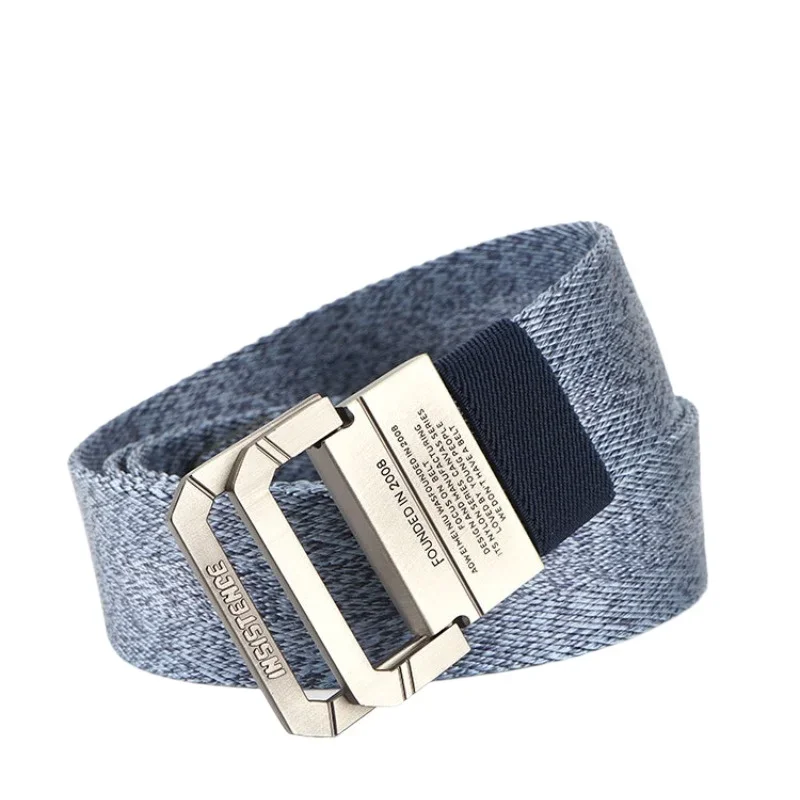 Double Loop Buckle Nylon Belt Woven Belt Versatile Casual Jeans Pant Belt for Men and Women