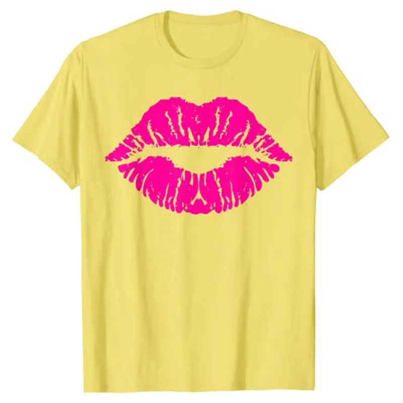 Lips Kiss T-Shirt Funny Sexy Women's Fashion Graphic Tee Tops Valentine's Day Gifts