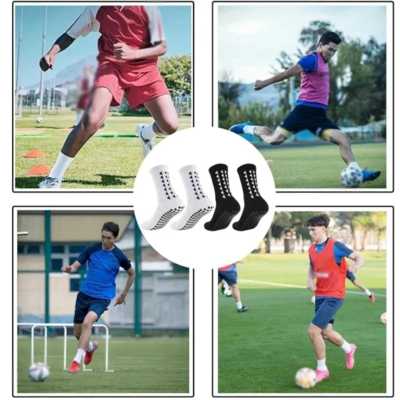 1-10Pairs قبضة جوارب رياضية للرجال النساء المضادة للانزلاق كرة القدم الجري الدراجات الرياضية الكاحل وسادة سيليكون أسفل أنبوب طويل جورب