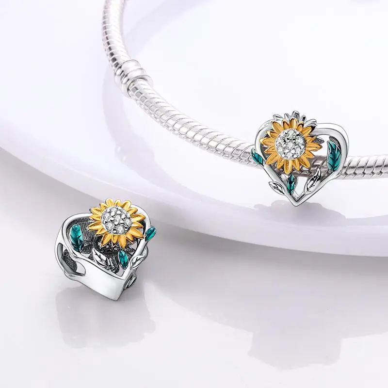 Silver Plated Colorful Love Heart Shape Charm Beads Lover Girl Boy Dangle Fit Bracelet Necklace Jewelry Marking