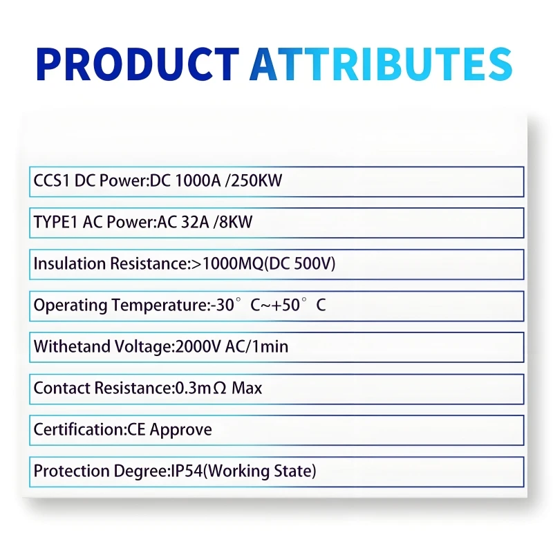 EV 충전 어댑터 250A 250KW 다양한 모델 사용 가능 DC+AC 테슬라 충전기 어댑터 1000V 고속 EV 충전 어댑터 썸네일 6