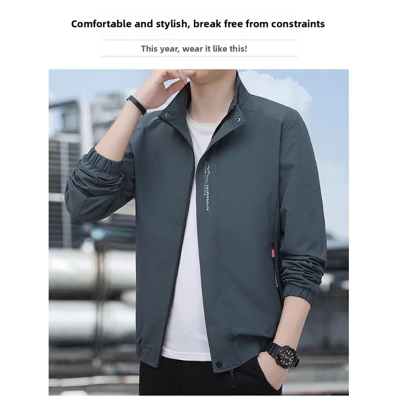 2026 Spring Autumn New Men's Outdoor Windbreaker Jacket Thin Fleece Lined Windproof Breathable Casual Coat