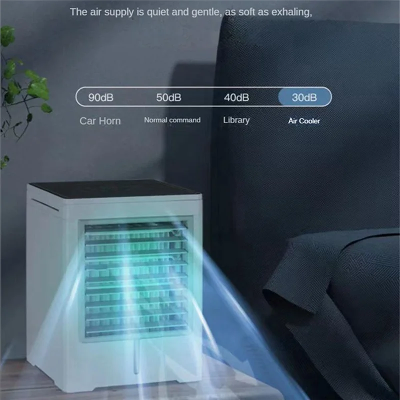ABRN-พัดลมเครื่องปรับอากาศแบบพกพา Evaporative Mini Air Cooler, USB Powered Touch Screen พัดลมระบายความร้อนตั้งโต๊ะสําหรับโฮมออฟฟิศ