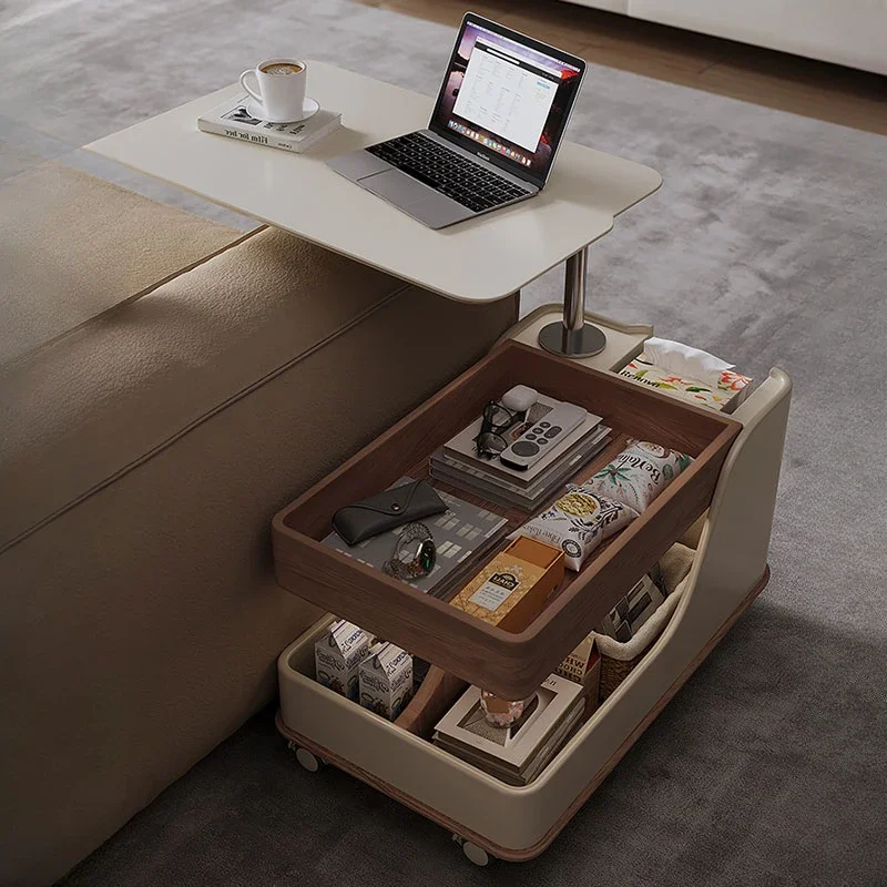 Table Basse Extensible Rectangulaire au Design Mobile, Table à Thé de Style Moderne pour Salle de Séjour