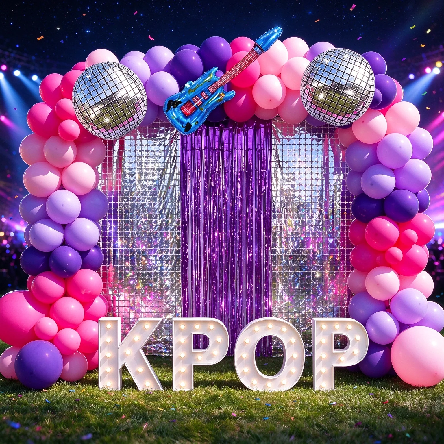 186pcs Purple Kpop Balloon Note Balloon Set Microphone Shaped Balloon for Birthday Party Disco Music Decoration