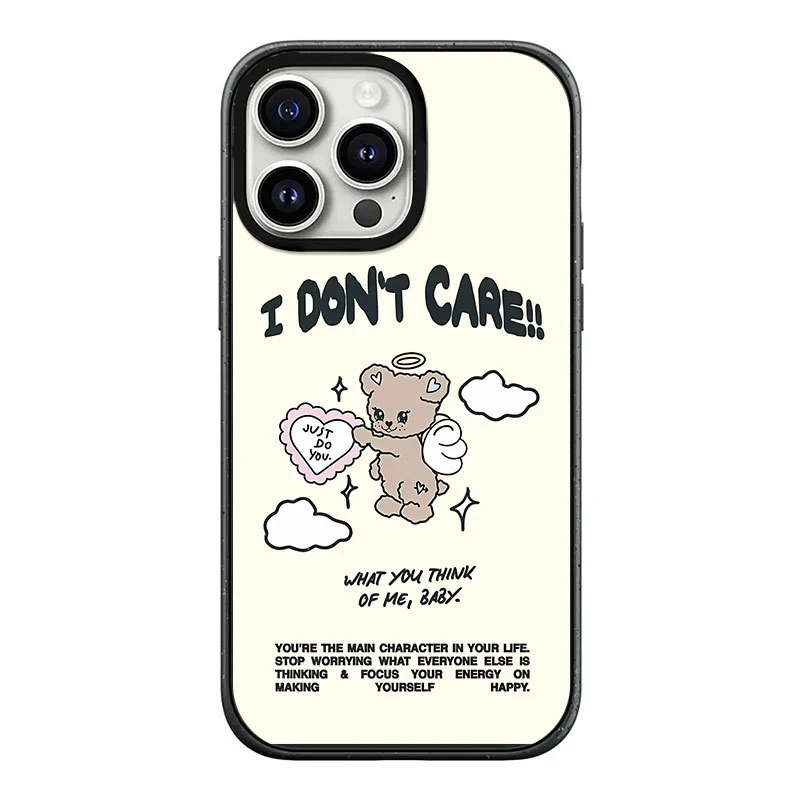 

Angel Bear Black Frosted Phone Case Cover for IPhone 13 14 15 Pro Max Case