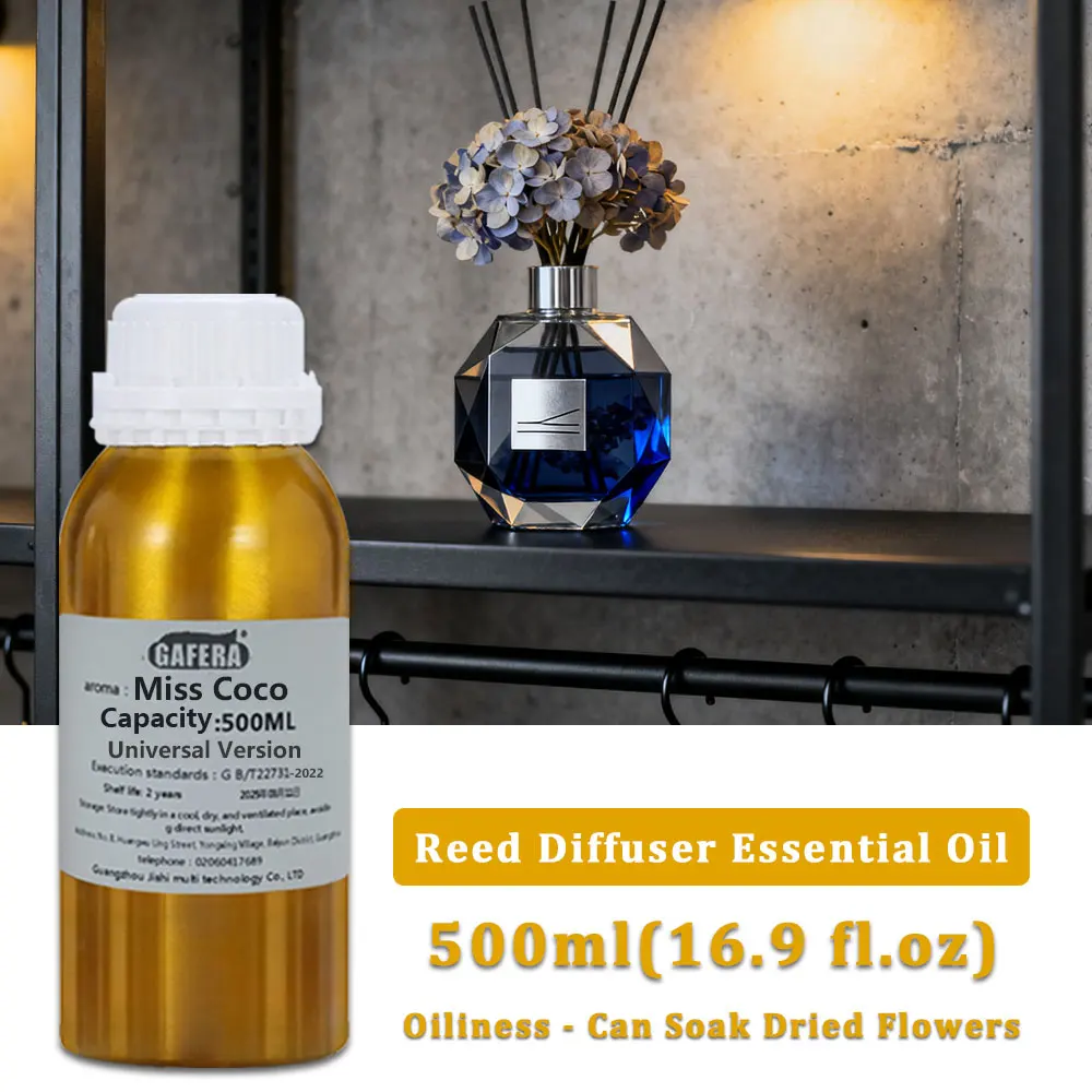 GAFERA 500ml(16.9 fl.oz) Miss Coco Cedar Essential Oils, Diffuser Replenish Aroma Oil For Reed Diffuser & Flameless Aromatherapy