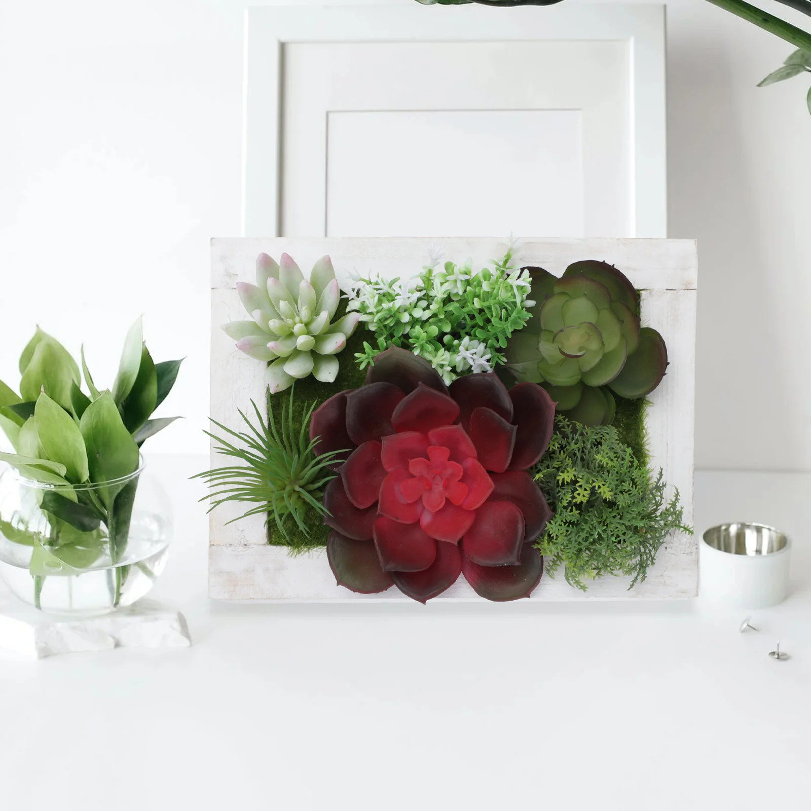 

Imitation Succulent Decor Creative Plastic Plant Photo Frame Hanging Home Office Decor Artificial