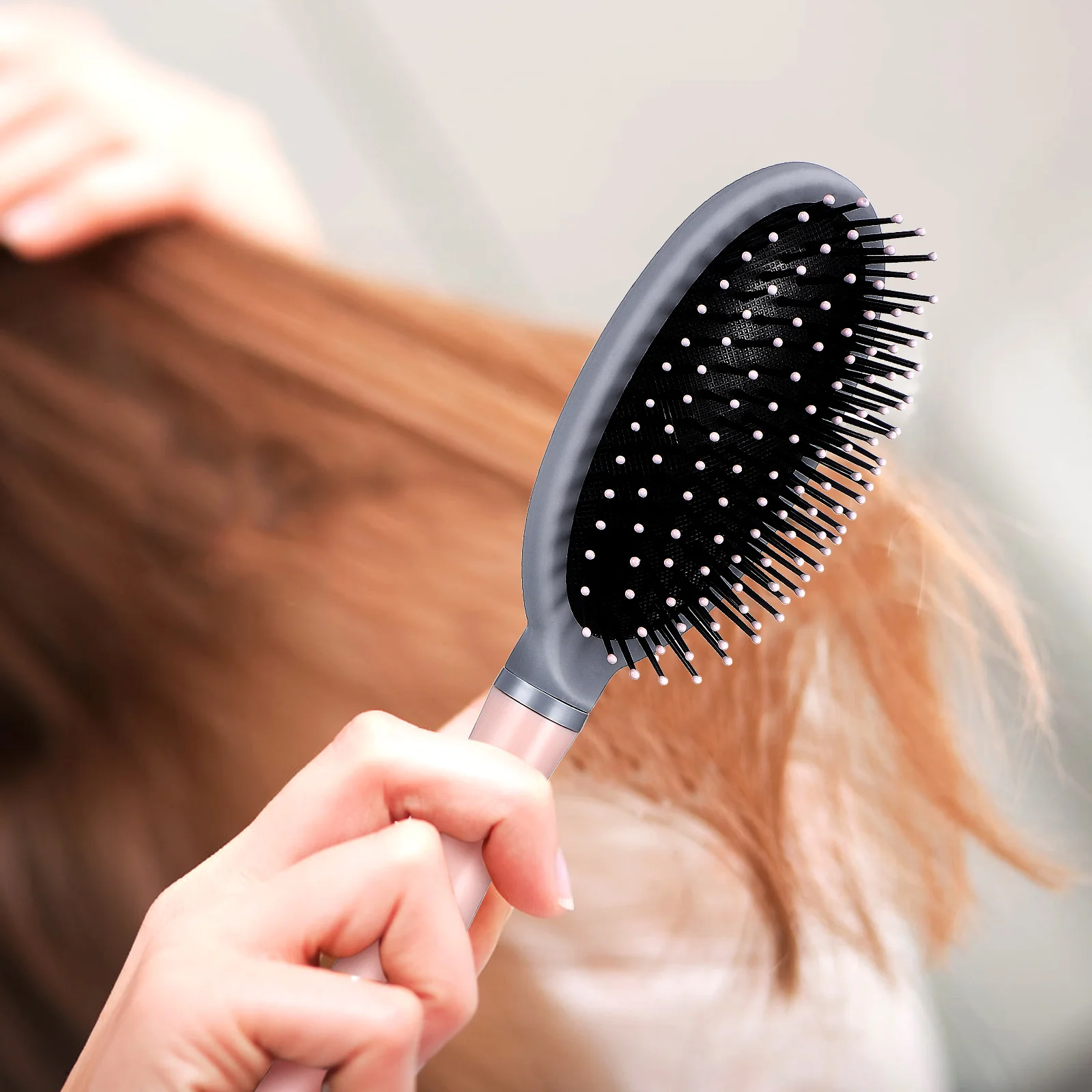 

2 Pcs Pink Cushion Detangling Hair Brush Round Curling Comb Smooth Styling Detangling Hair Comb Massage Wet Dry Women Fine