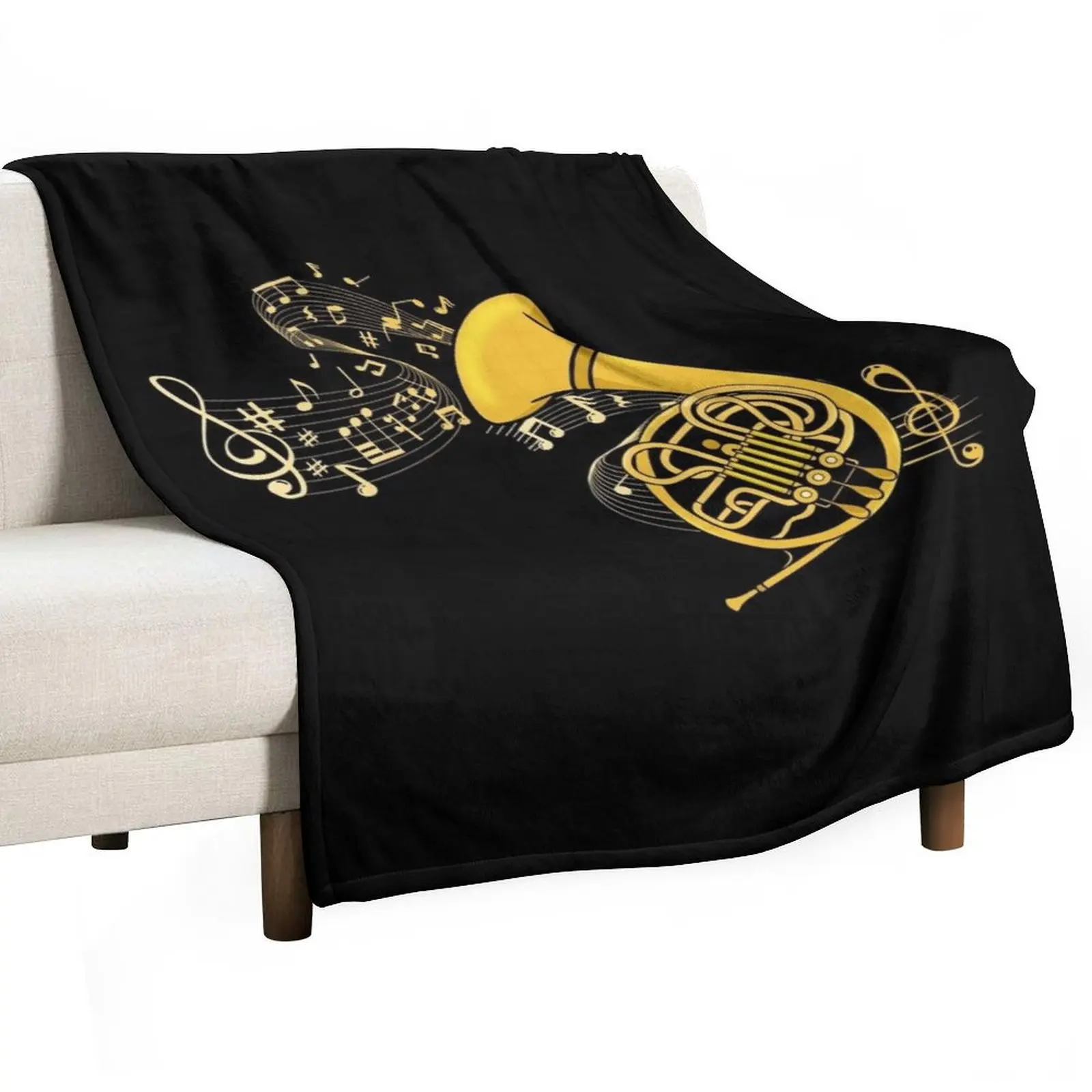 

French Horn Gift Music Lover Big Band Instrument French Horn Throw Blanket Stuffeds for babies Blankets
