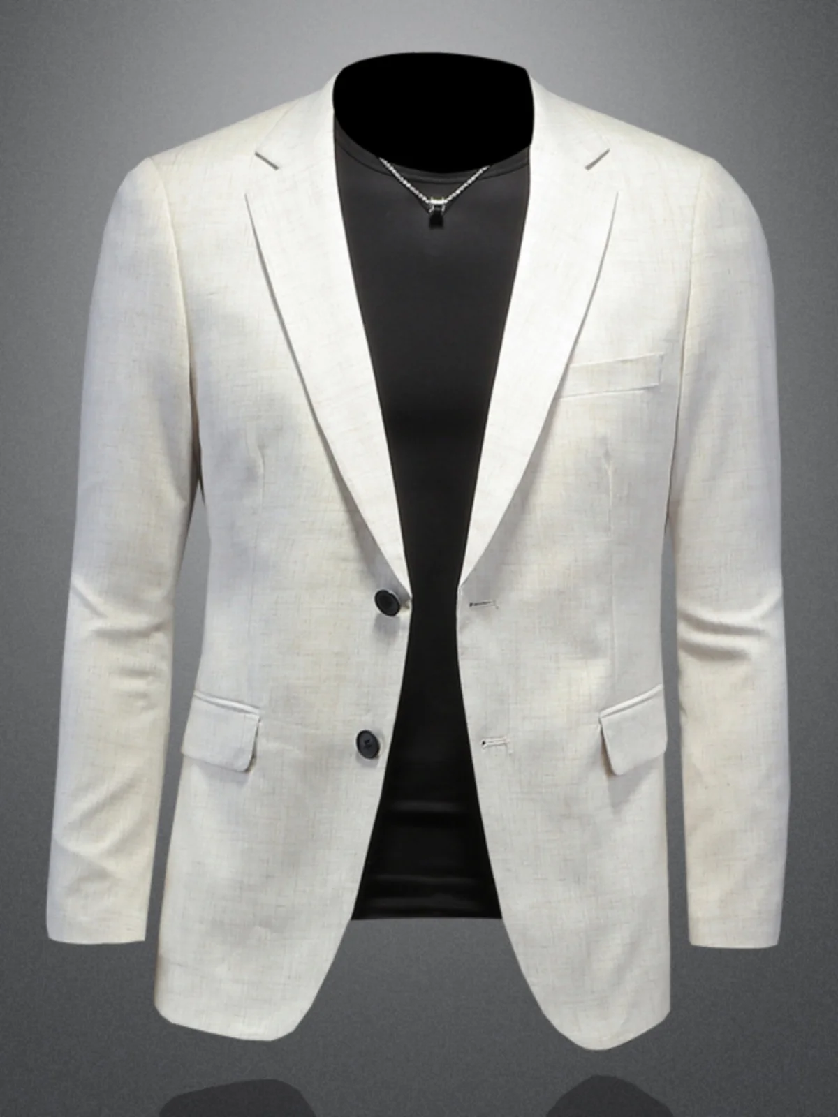 

Casual Slim Fit Men's Autumn New Sle Retro Linen Simulation Single Piece Top Busin Casual Suit Korean Trend Outer...