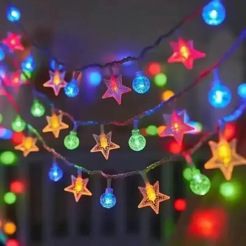 Battery Operated Star Ball/Crystal Ball LED String Lights 8 Modes Waterproof Fairy Lights for Outdoor Garden Patio Decoration