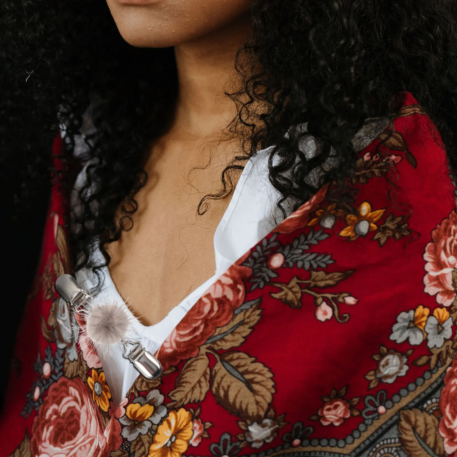 

6 Pcs Sweater Velvet Shawl Clip Women's Wraps for Pompom Ball Fleece Cardigan