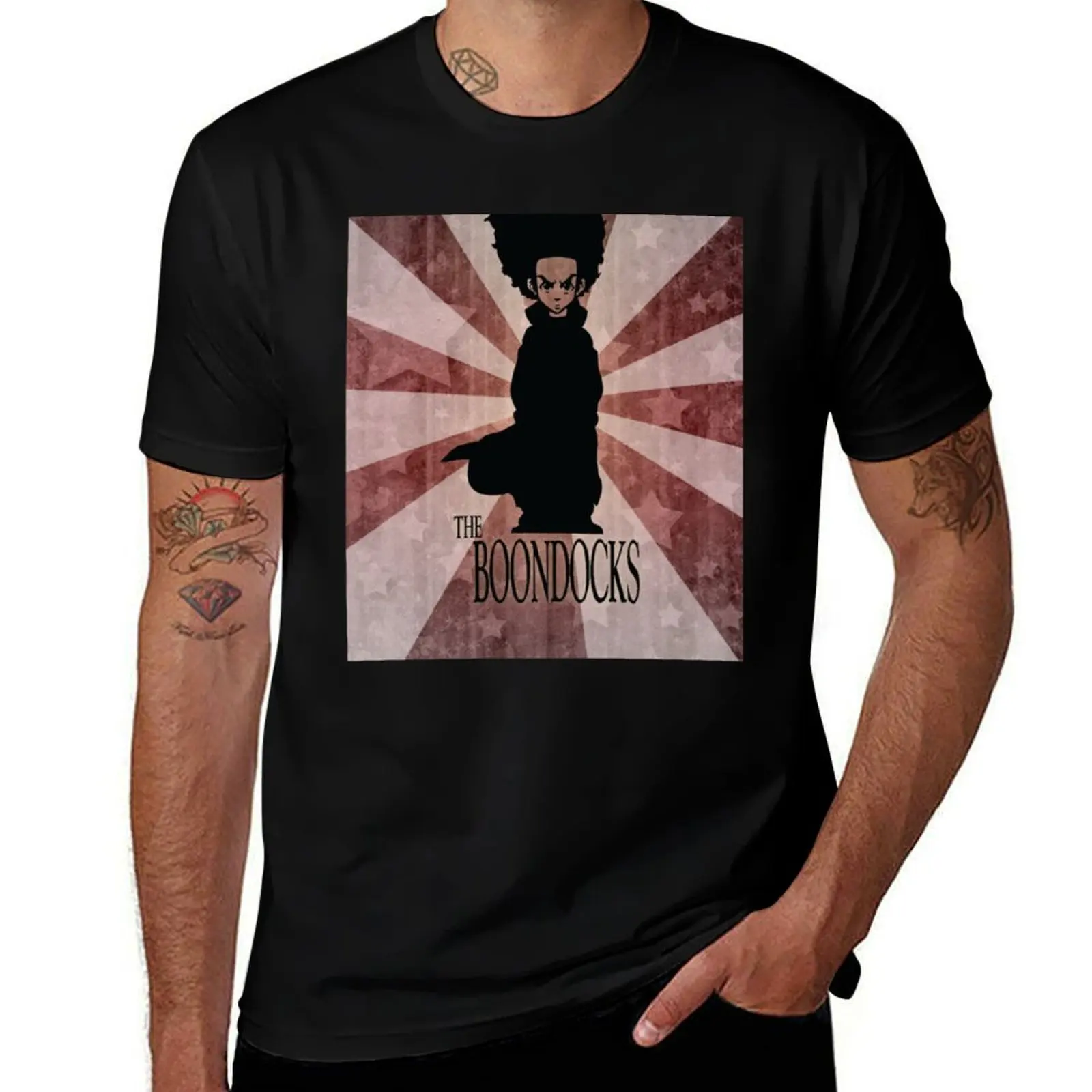 

Boondocks vintage The tshirt t shirts T-Shirt for graphic cotton Huey man cotton shirts 100% 100% t