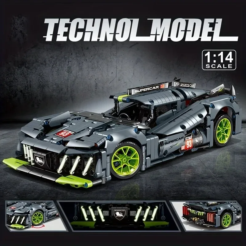 1280 PCS Technology 1:14 Supercar building blocks Assemble brick car toy gifts for boys gifts for Christmas gifts