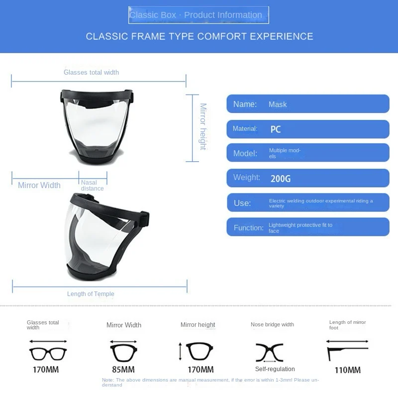 Anti-fog Anti Splash Goggles Full Face Protection Anti Droplet Mask Head Wear Glasses Space Spherical Full Face Protective Glass