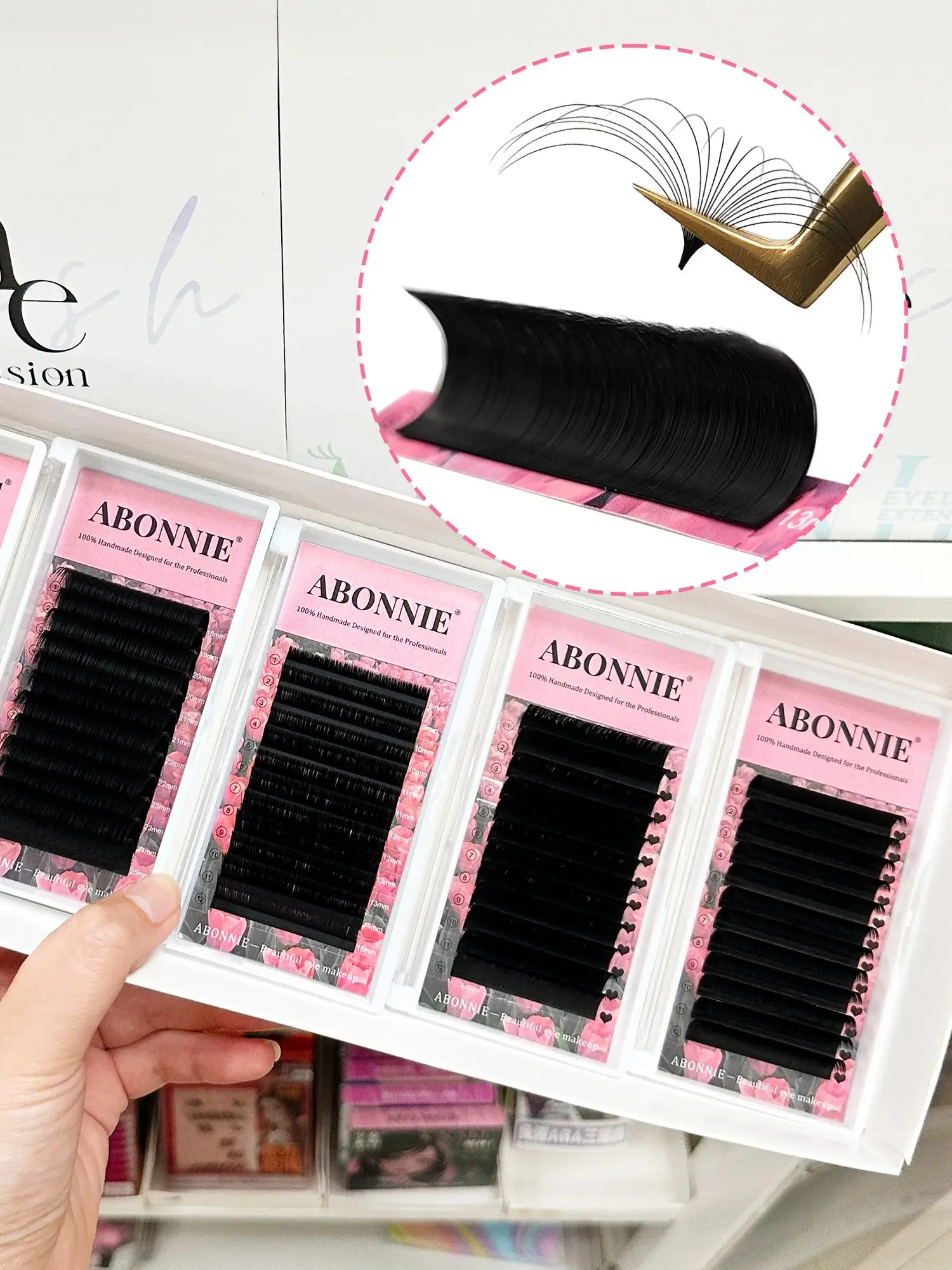 ABONNIE Matte Black Easy Fan Lashes Cashmere Blooming Eyelash Extensions Self-Making Fans Mega Volume Eyelash — 2