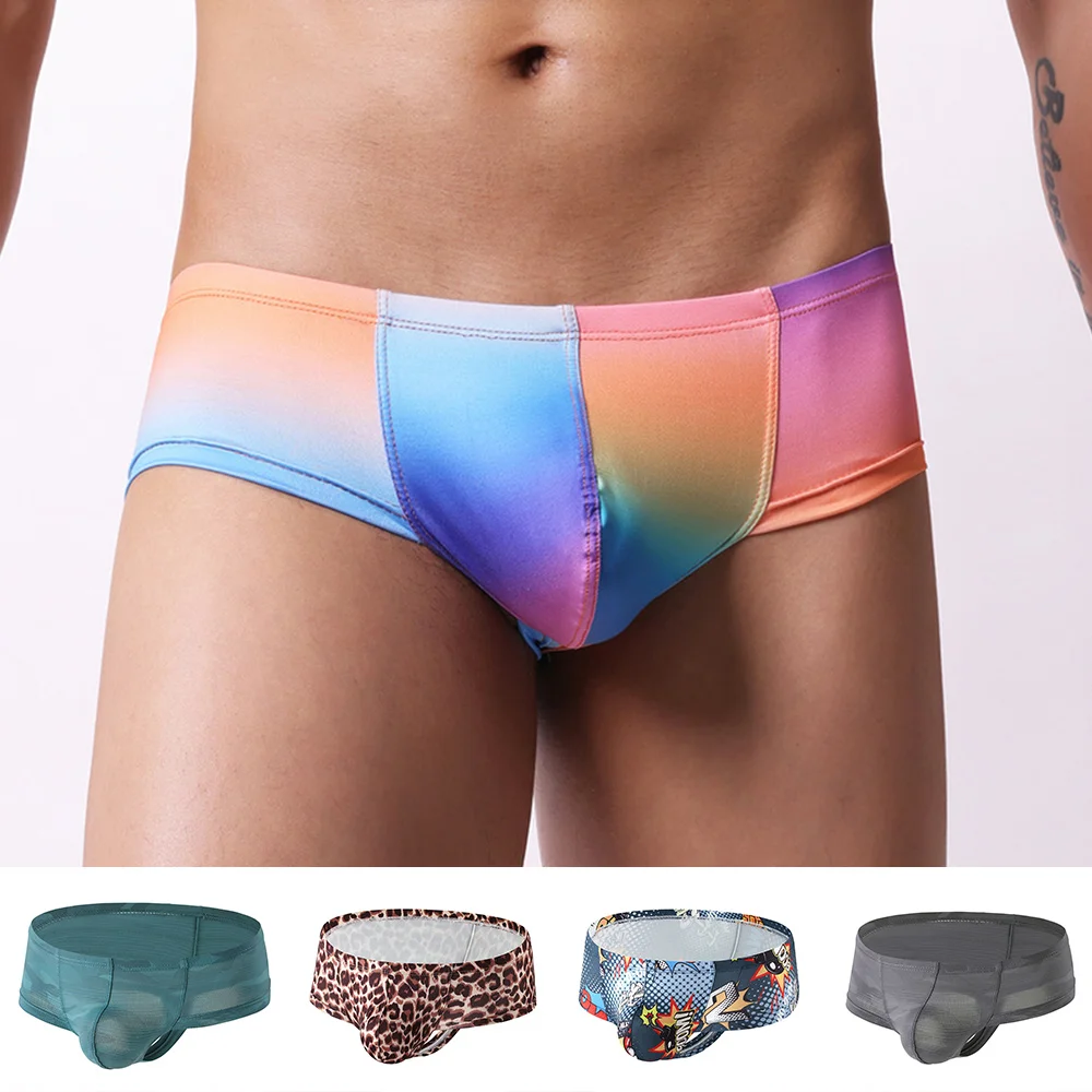 Boxer Shorts Underpants Jockstrap Panties Underwear Sexy Low Rise Breathable Printed Penis Pouch Boxers Ice Silk Man Panties