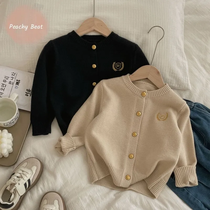 

Fashion Baby Girl Boy Embroidery Cardigan Infant Toddler Child Sweater Long Sleeve Kid Knitwear Coat Casual Baby Clothes 18M-10Y