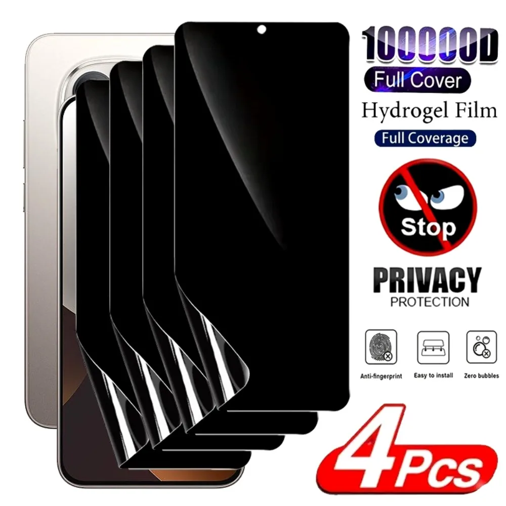 4 Stück Anti-Spionage Vollflächiger Hydrogel-Film für Redmi Note 15 14 13 Pro Plus 12 11 10 Pro 14S 12S 11S Kratzfeste Displayschutzfolien