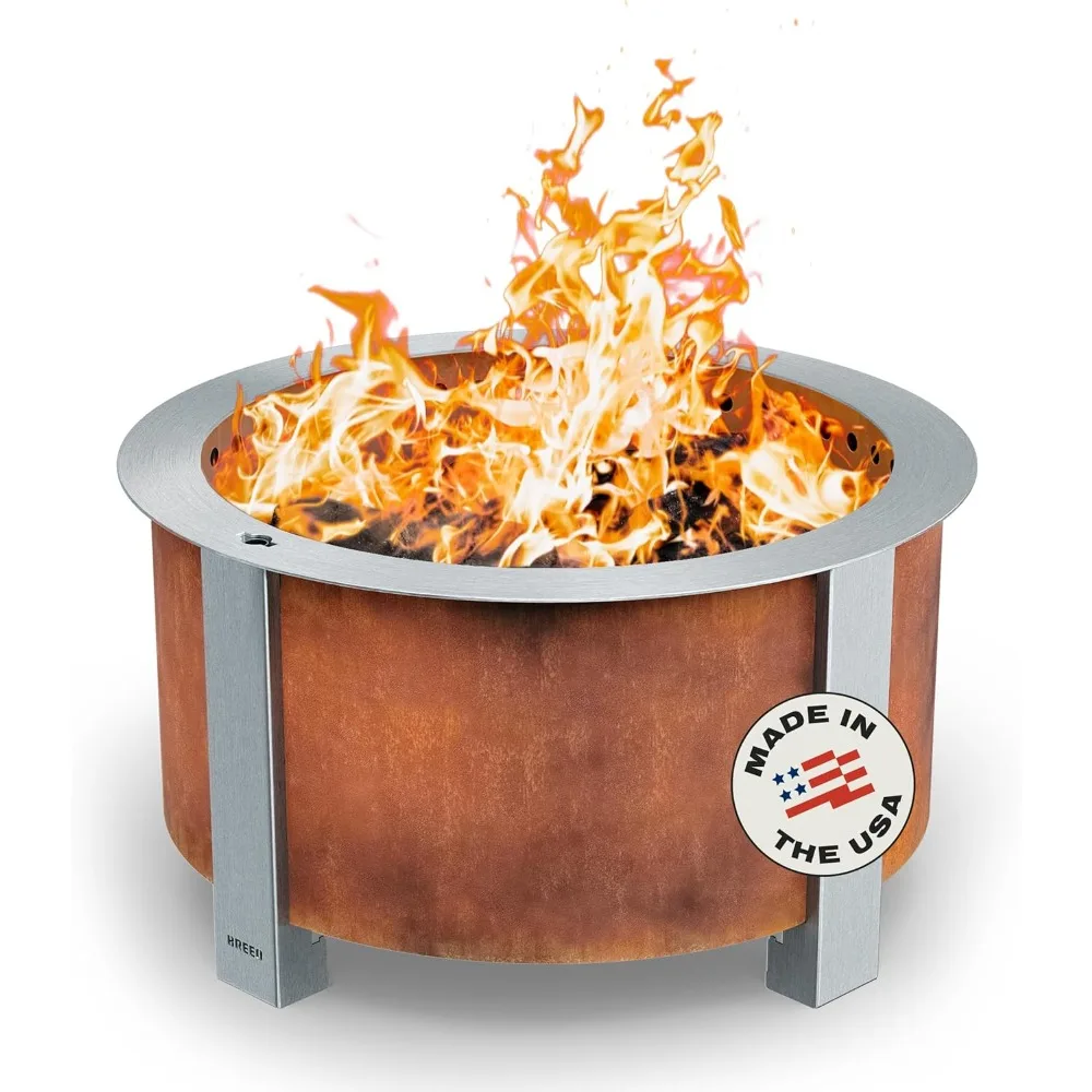 

Smokeless Fire Pit 27.5 Inch Corten Steel Outdoor Wood Burning Fire Bowl for Patio Garden