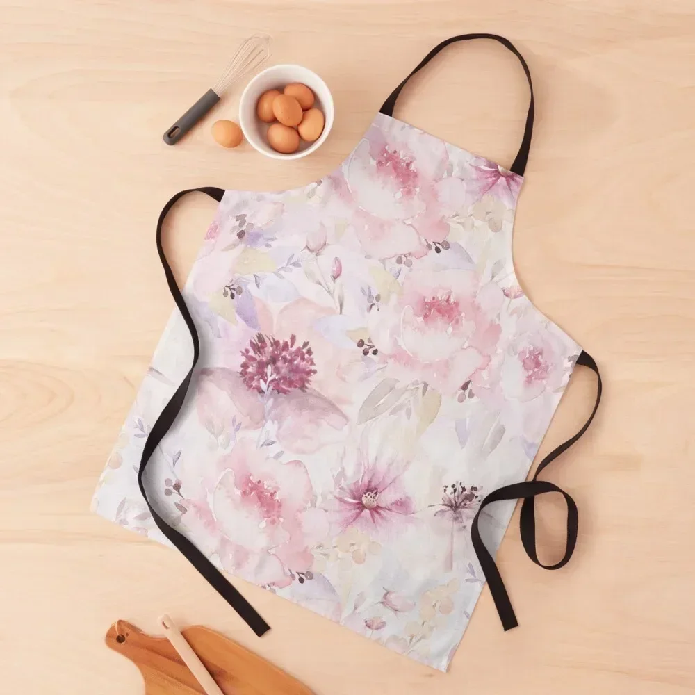

Pastel Pink Vintage Flower Pattern Apron kindergarten teacher kitchen clothes for men Things For The Home kitchen girl Apron
