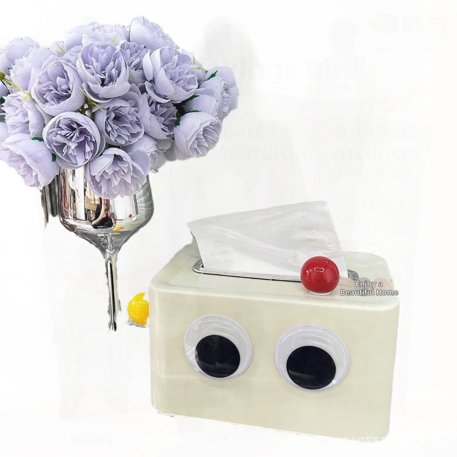 

Square Monster Tissue Box Cartoon Dopamine Design Waterproof Plastic Desktop Paper Box High Color Value for Living Room Home