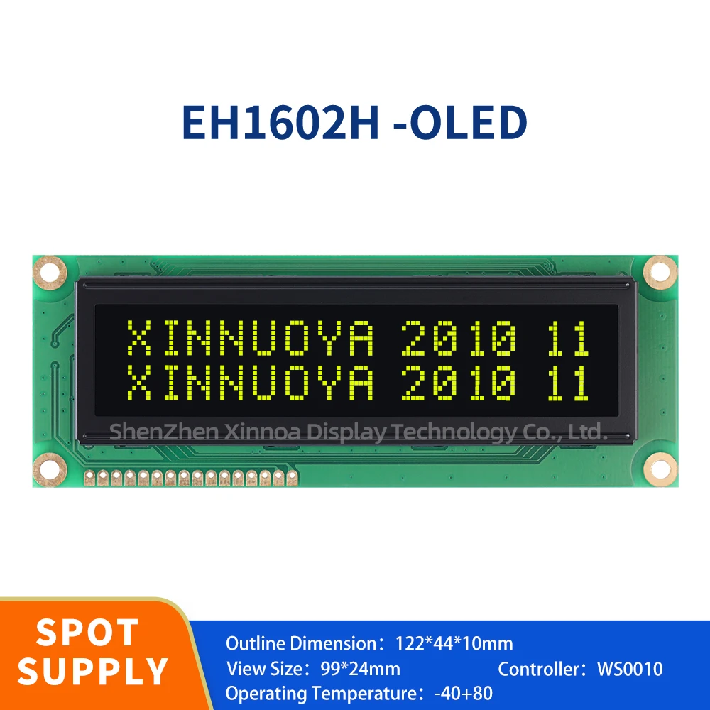 Black Background And Yellow Text OLED Display Screen 1602 Character LCD Module Display LCM Screen Built In WS0010 Working Temper