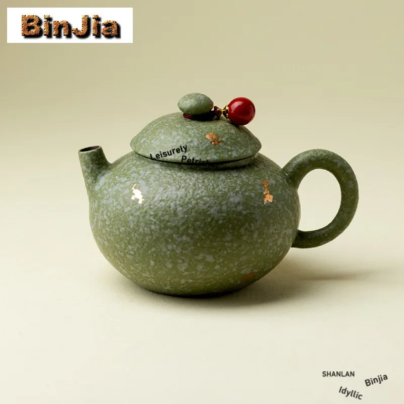 120 مللي رش الذهب الأخضر إبريق الشاي اليدوية الشاي Infuser وعاء الشاي تمرغ غلاية مع ثقب الكرة طقم شاي صيني لوازم الديكور