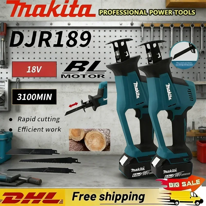 

Makita DJR189 Electric Reciprocating Saw 18V Cordless Brushless Rechargeable Wood Metal Cutting Saw Portable Saw Power Tool