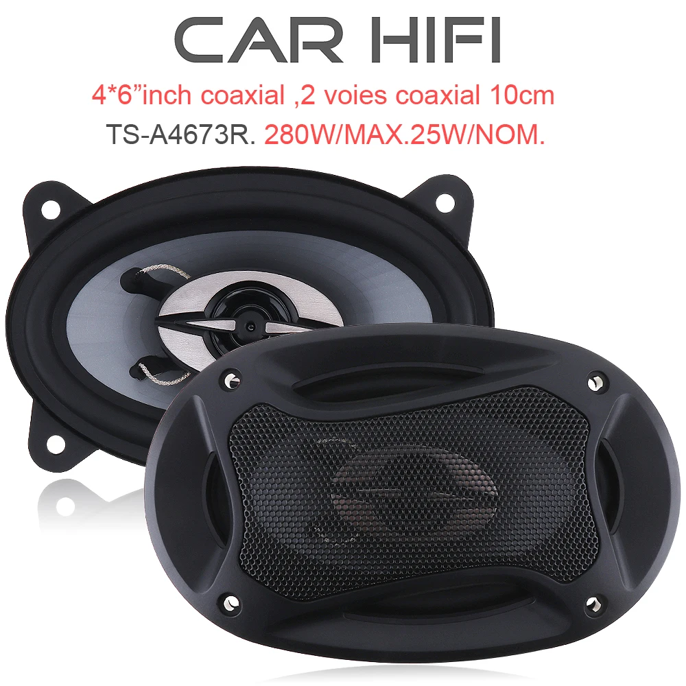 

2pcs 4 X 6 Inch 280W Car Stereo Coaxial Speaker Auto Door Audio Music Full Range Frequency Speakers for Cars